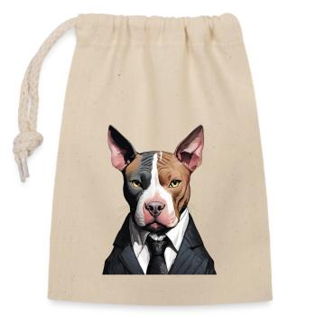 Chien d’affaires - Sac cadeau en coton avec cordon (14 x 20 cm) - nature - Devant