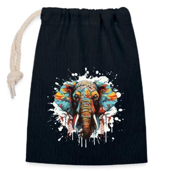 Elephant Pop Art Head - Closable cotton gift bag (14x20cm) - navy - Front