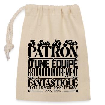 Proud of an Amazing Team Funny Job - Closable cotton gift bag (14x20cm) - nature - Front
