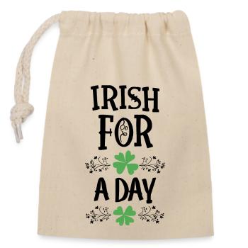Irish For A Day St Patrick's Day Shamrock Funny - Closable cotton gift bag (14x20cm) - nature - Front
