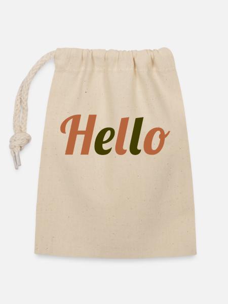 Hello - Sac cadeau en coton avec cordon (14 x 20 cm) - nature