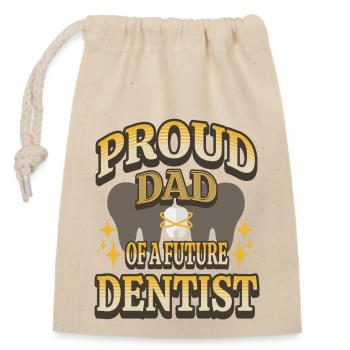 Fier papa d’un futur dentiste Citation d’un étudiant en médecine dentaire - Sac cadeau en coton avec cordon (14 x 20 cm) - nature - Devant