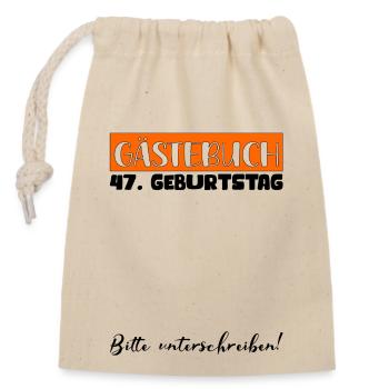 47th birthday gift women's decoration men's guest book - Closable cotton gift bag (14x20cm) - nature - Front
