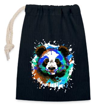Panda Head Portrait Colorful - Closable cotton gift bag (14x20cm) - navy - Front