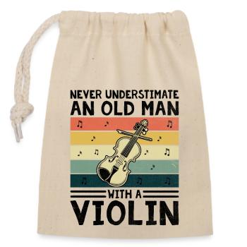 Ne sous-estimez jamais un vieil homme avec un violon Violi - Sac cadeau en coton avec cordon (14 x 20 cm) - nature - Devant