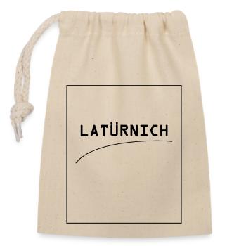 latürnich schwarz - Verschließbarer Geschenkbeutel aus Baumwolle (14x20cm) - Natur - Vorne