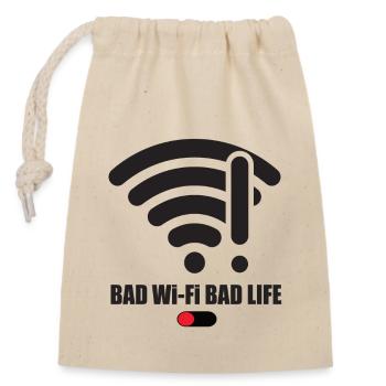 Salle de bain Wi-Fi Bad Life Wifi Dire Signal Internet - Sac cadeau en coton avec cordon (14 x 20 cm) - nature - Devant