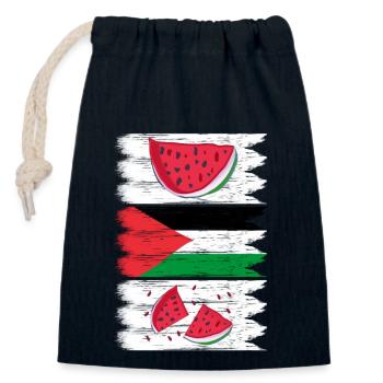 Palestine flag with watermelon - Closable cotton gift bag (14x20cm) - navy - Front