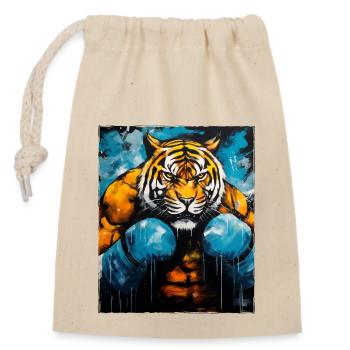 Combattant de boxeur tigre - Sac cadeau en coton avec cordon (14 x 20 cm) - nature - Devant