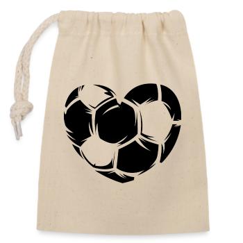 Soccer Heart Symbol Ball Illustration Soccer Love - Closable cotton gift bag (14x20cm) - nature - Front