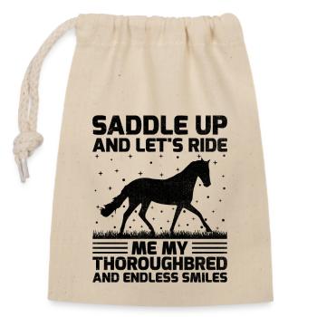 Courses de chevaux pur-sang Équitation Chevaux équestres - Sac cadeau en coton avec cordon (14 x 20 cm) - nature - Devant