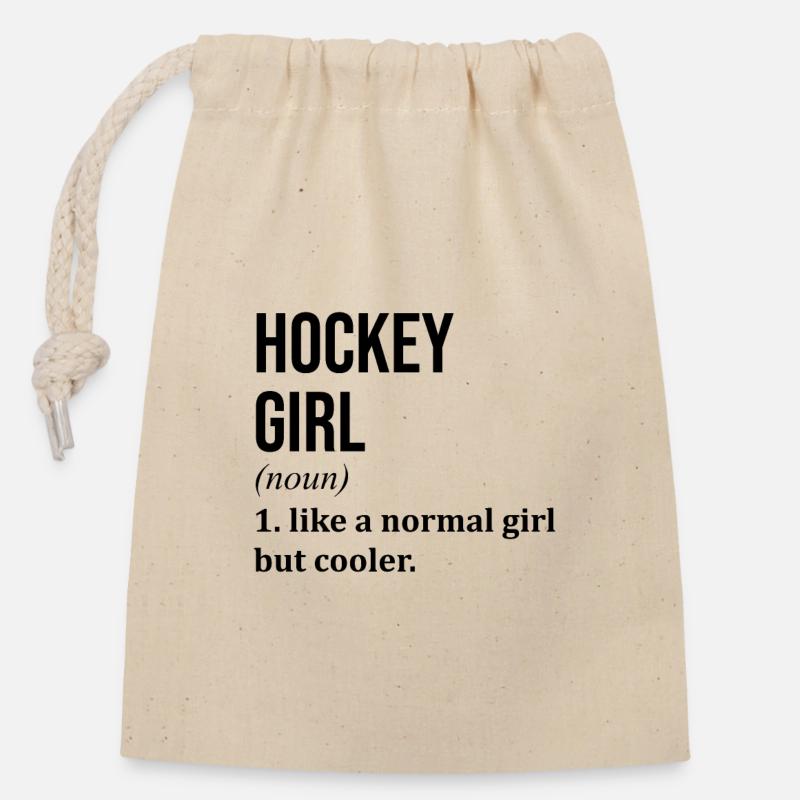 Hockey - Closable cotton gift bag (14x20cm) - nature