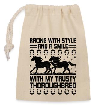 Courses de chevaux pur-sang Équitation Chevaux équestres - Sac cadeau en coton avec cordon (14 x 20 cm) - nature - Devant