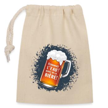 Economisez l'eau ! buvez de la bière ! - Sac cadeau en coton avec cordon (14 x 20 cm) - nature - Devant