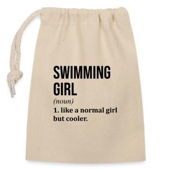 Schwimmen - Verschließbarer Geschenkbeutel aus Baumwolle (14x20cm) - Natur - Vorne