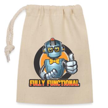 Robot avec noeud papillon et lunettes pouces levés Tee Design - Sac cadeau en coton avec cordon (14 x 20 cm) - nature - Devant