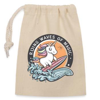 Unicorn Surfing : surfer sur les vagues de la magie ! Conception artistique - Sac cadeau en coton avec cordon (14 x 20 cm) - nature - Devant