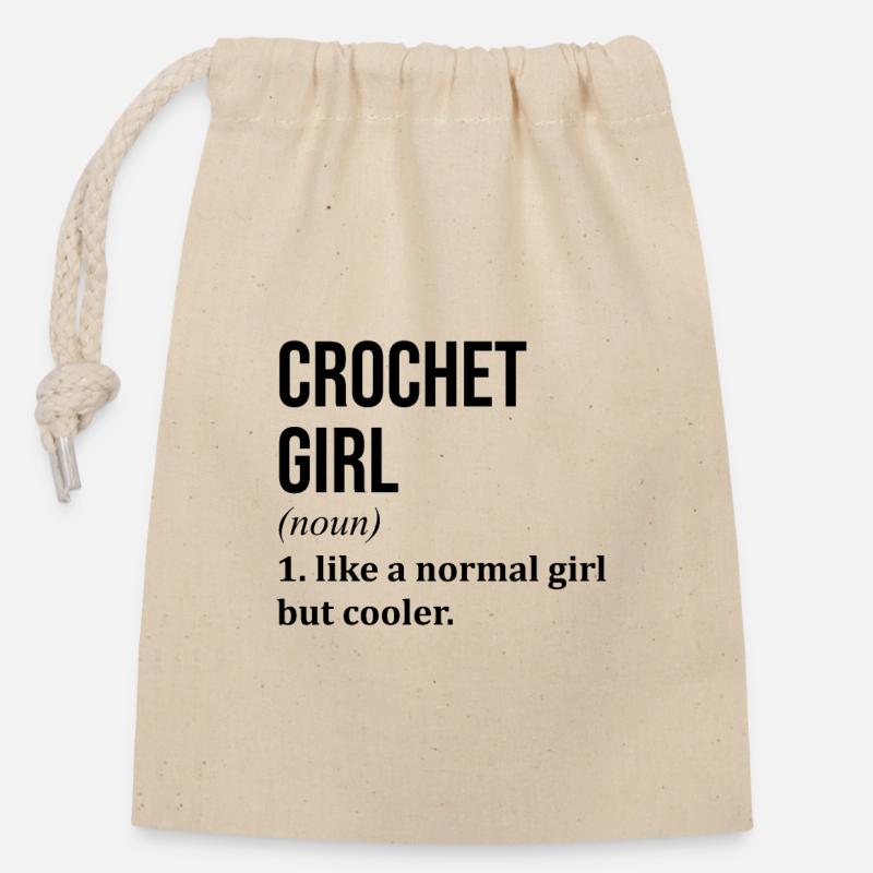 Crochet - Closable cotton gift bag (14x20cm) - nature