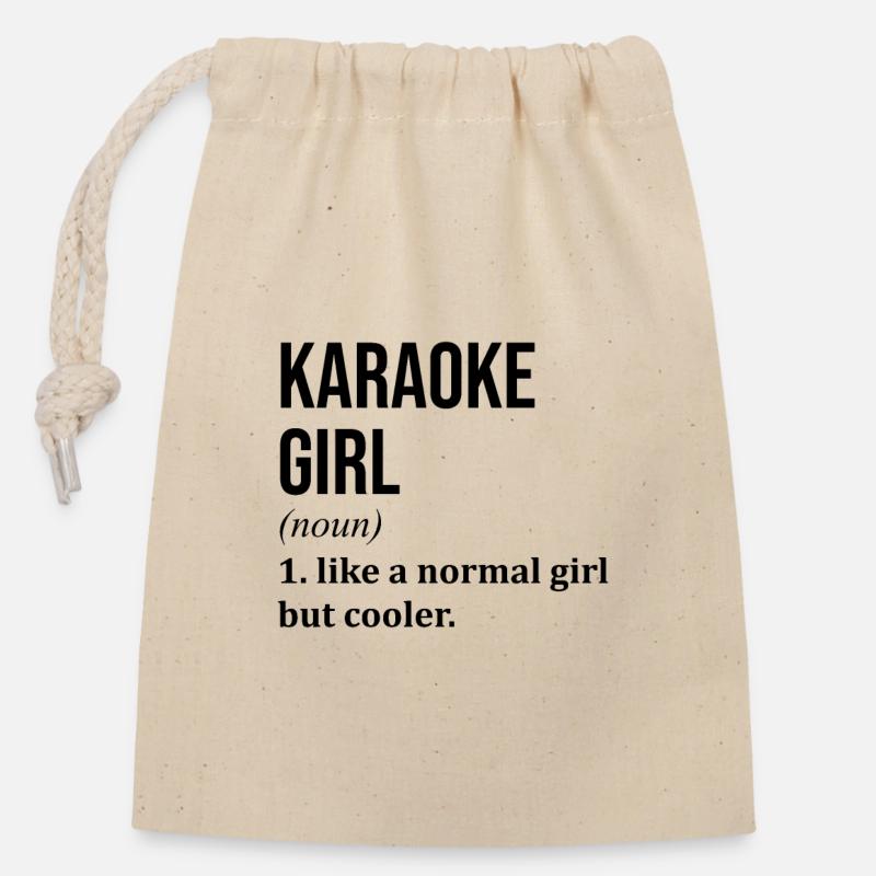 Karaoke - Verschließbarer Geschenkbeutel aus Baumwolle (14x20cm) - Natur