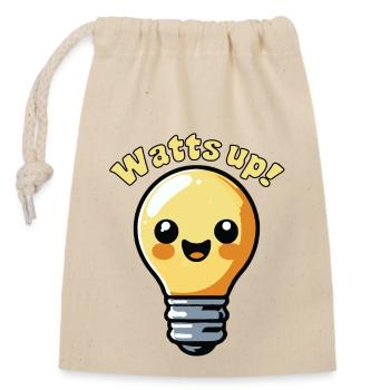 Watts Up Niedliche Elektrizität Glühbirne Cartoon Wortspiel - Verschließbarer Geschenkbeutel aus Baumwolle (14x20cm) - Natur - Vorne