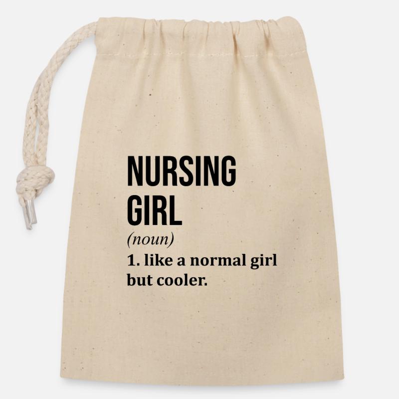 Nurse - Closable cotton gift bag (14x20cm) - nature