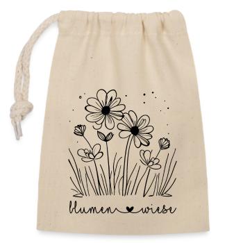 🤍Flowers Meadow - Closable cotton gift bag (14x20cm) - nature - Front