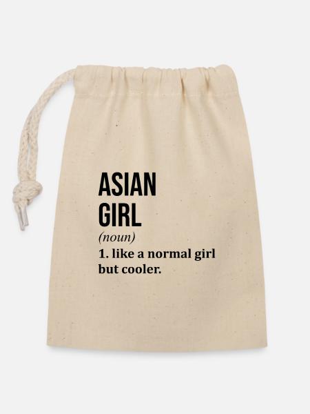 Asiatisch-Asiatisch-Asiatisch - Verschließbarer Geschenkbeutel aus Baumwolle (14x20cm) - Natur