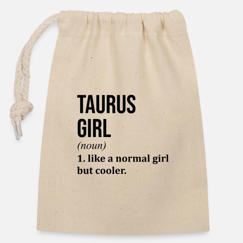 Taurus - Closable cotton gift bag (14x20cm) - nature