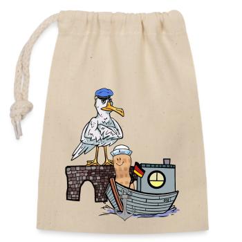 Seagull Maritime Bird Sailor Boat Peanut Ship - Closable cotton gift bag (14x20cm) - nature - Front