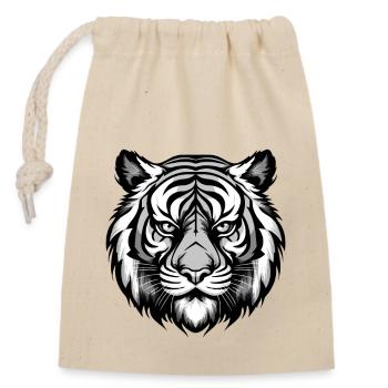 Tiger Animal Head - Closable cotton gift bag (14x20cm) - nature - Front