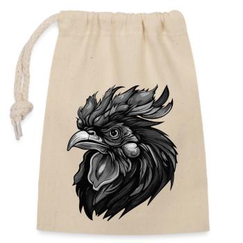 Rooster Animal Head - Closable cotton gift bag (14x20cm) - nature - Front