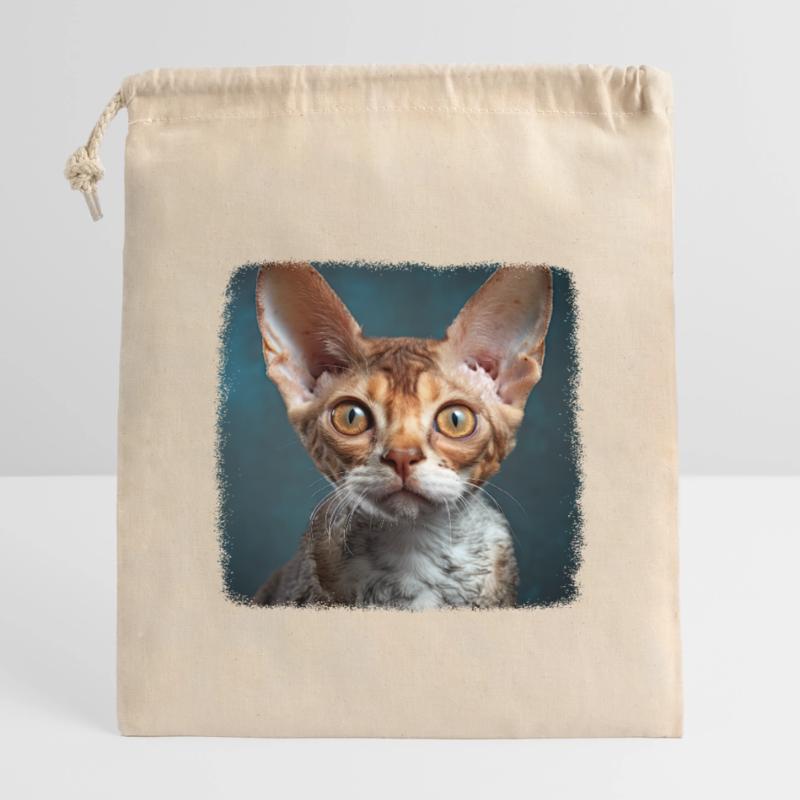 Devon Rex Kitten Devon Rex Cat Closable cotton gift bag (14x20cm)