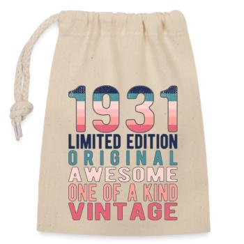 Limited Edition Since 1931 Birthday Vintage 1931 - Closable cotton gift bag (14x20cm) - nature - Front