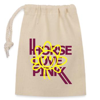 HORSE LOVE PINK SMILE - Verschließbarer Geschenkbeutel aus Baumwolle (14x20cm) - Natur - Vorne