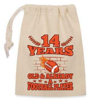 15e anniversaire Garçon Football 15 ans Cadeaux - Sac cadeau en coton avec cordon (14 x 20 cm) - nature - Devant