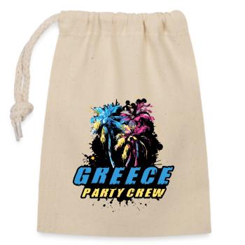 Greece Party Crew Urlaub Spruch - Verschließbarer Geschenkbeutel aus Baumwolle (14x20cm) - Natur - Vorne