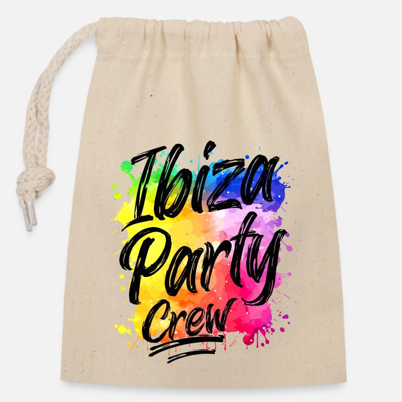 Ibiza Party Crew Bunt Klecks - Verschließbarer Geschenkbeutel aus Baumwolle (14x20cm) - Natur