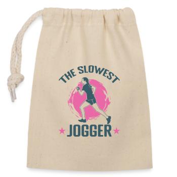 The Slowest Jogger - Closable cotton gift bag (14x20cm) - nature - Front