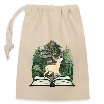 Hirsch Märchen Märchenfigur Wald Buch Rehbock - Verschließbarer Geschenkbeutel aus Baumwolle (14x20cm) - Natur - Vorne