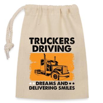 Trucker Driving Dad Trucker Father Truck Driver - Closable cotton gift bag (14x20cm) - nature - Front
