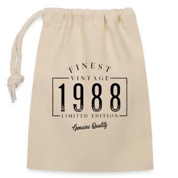 Finest Vintage 1988 Jahrgang 1988 Geburtatag - Verschließbarer Geschenkbeutel aus Baumwolle (14x20cm) - Natur - Vorne