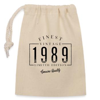 Finest Vintage 1989 Vintage 1989 Birthday - Closable cotton gift bag (14x20cm) - nature - Front