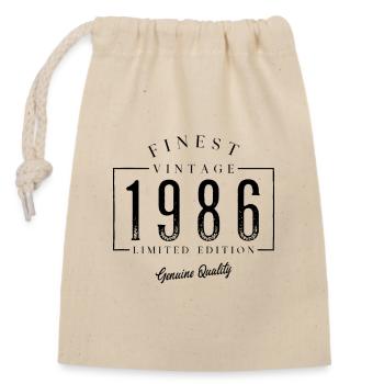 Finest Vintage 1986 Millésime 1986 Anniversaire Anniversaire - Sac cadeau en coton avec cordon (14 x 20 cm) - nature - Devant