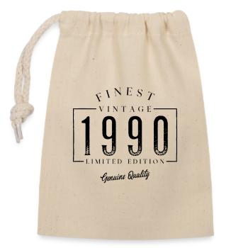 Finest Vintage 1990 Millésime 1990 Anniversaire Anniversaire - Sac cadeau en coton avec cordon (14 x 20 cm) - nature - Devant