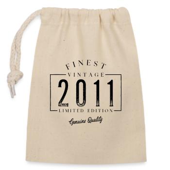 Finest Vintage 2011 Jahrgang 2011 Geburtatag - Verschließbarer Geschenkbeutel aus Baumwolle (14x20cm) - Natur - Vorne