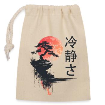 Japan Landscape Calmness Bonsai Tree Aesthetic - Closable cotton gift bag (14x20cm) - nature - Front