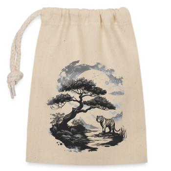 Bonsai Tree Japan Landscape Tiger Aesthetic - Closable cotton gift bag (14x20cm) - nature - Front