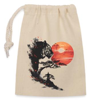 Japan Landscape Bonsai Tree Tiger Aesthetic - Closable cotton gift bag (14x20cm) - nature - Front