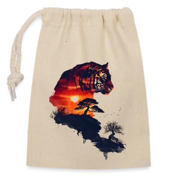 Japan Landscape Tiger Bonsai Tree Aesthetic - Closable cotton gift bag (14x20cm) - nature - Front
