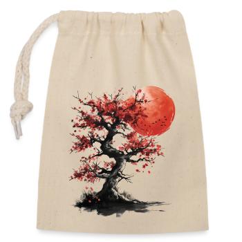 Japanese Tree Red Moon Birds Aesthetic Bonsai - Closable cotton gift bag (14x20cm) - nature - Front
